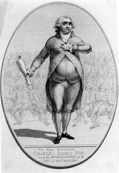 The Right Honorable Charles James Fox (1749-1806), jeden z představitelů města Westminster, vyryl Thomas Trotter (c.1750-1803) od Joshua after Cristall