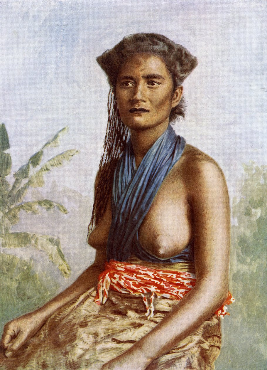 Žena z Fidži v tradičním oděvu, kolem roku 1900 od Josiah Martin