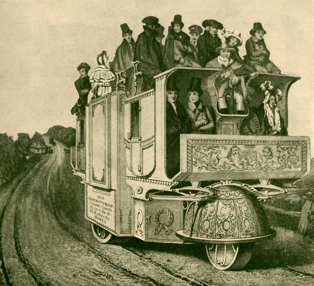 „Parní silniční kočár Williama Churche mezi Londýnem a Birminghamem“, 1930. od Josiah Allen