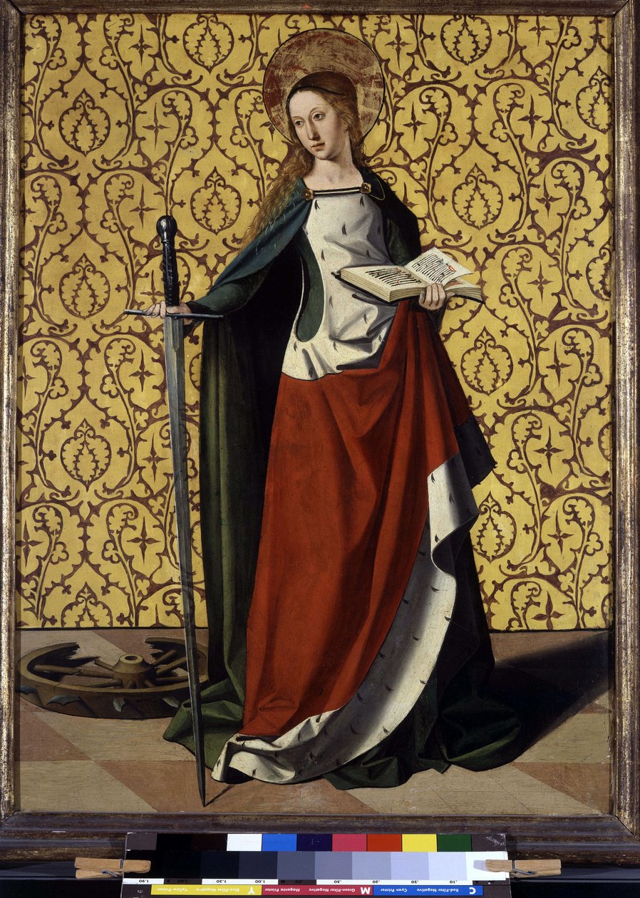 Zadní strana oltářního obrazu: Svatá Kateřina Alexandrijská od Josse (fl.1493 1508) Lieferinxe