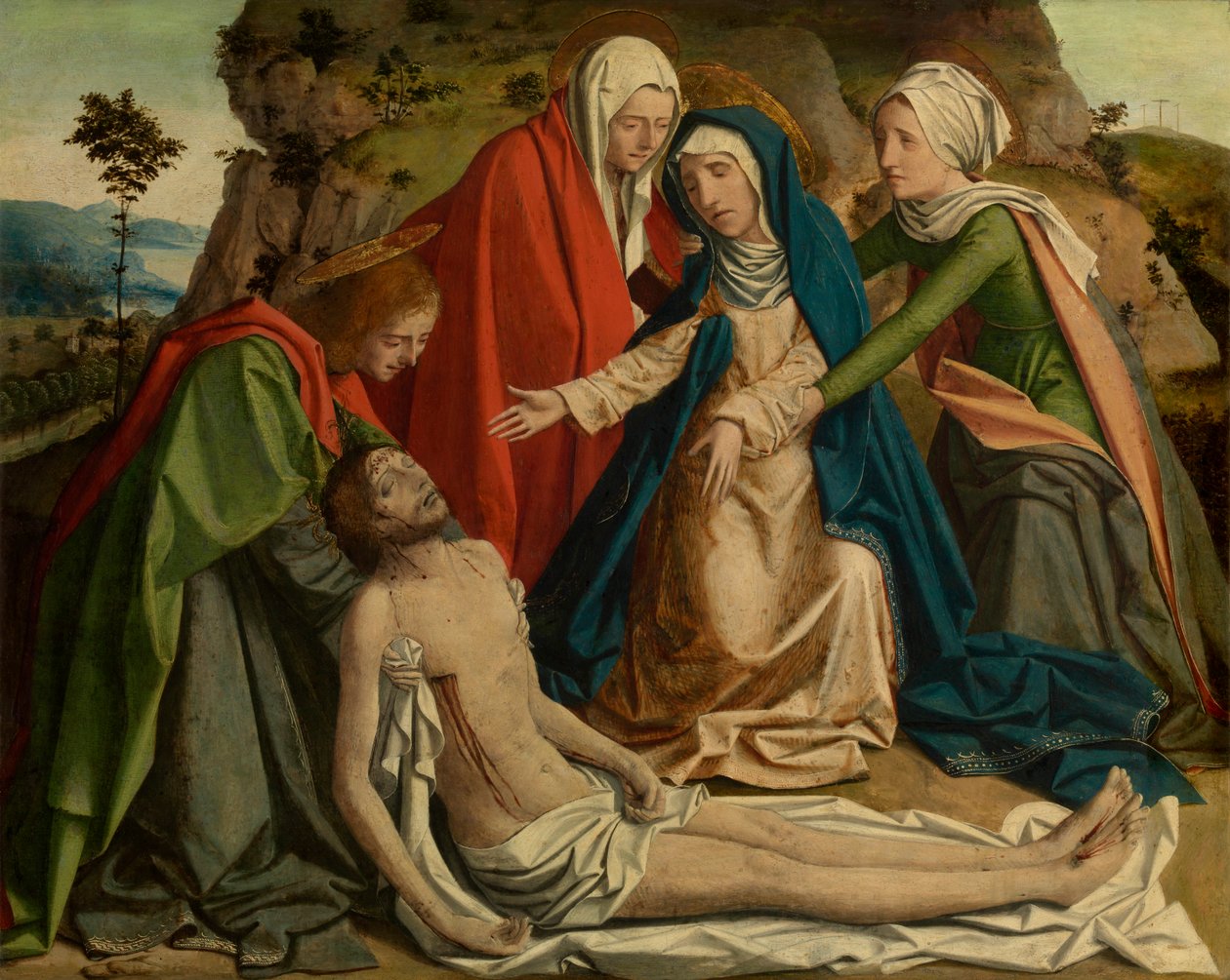 Oplakávání nad mrtvým Kristem (olej na desce) od Josse (fl.1493 1508) Lieferinxe
