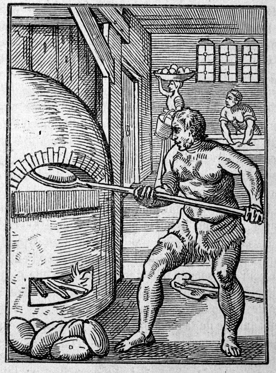 Pekař peče chleba v troubě. Rytina Josta Ammana (1539-1591) 16. století. od Jost Amman