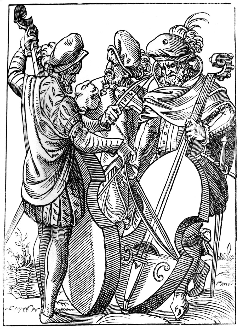 Houslista a dva violoncellisté, 16. století 1849. od Jost Amman