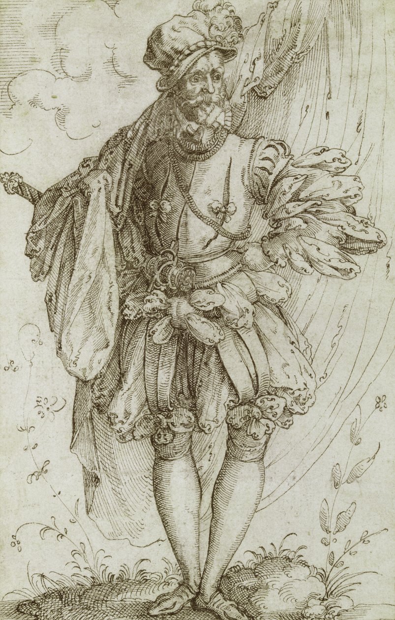 Praporec nesoucí vlajku, 1560s (inkoust na položený papír) od Jost Amman