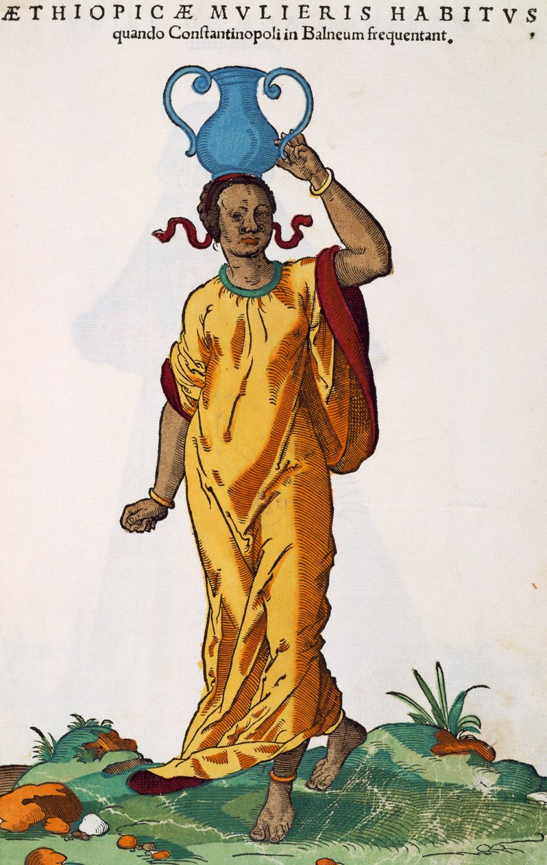 Etiopská žena, rytina Hanse Weigela Eldera (aktivní 1549-1577) z malby Josta Ammana (1539-1591), z Habitus praecipuorum populorum tam virorum quam foeminarum singulari arte illustrati, Norimberk od Jost Amman