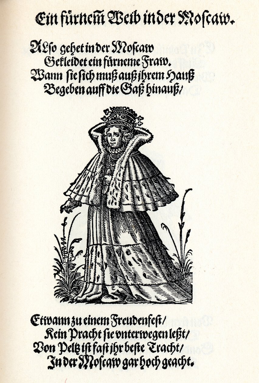 Vznešená žena z Moskvy. Z Frauentrachtenbuchu Frankfurt, 1586, 1586 od Jost Amman