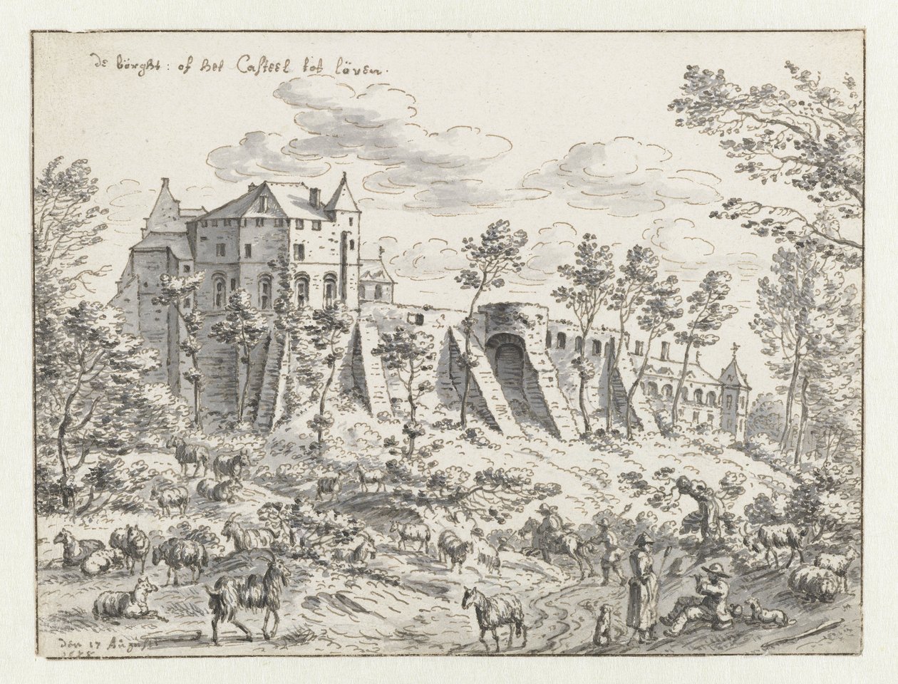 Zámek Leuven, 1675 (pero a inkoust na papíře) od Josua de Grave
