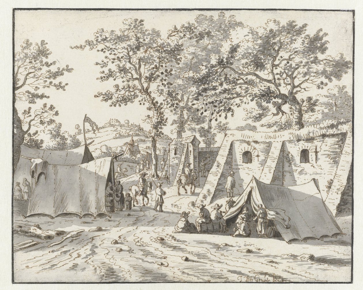 Pohled na tábor armády Willem III poblíž Leuven od Josua de Grave