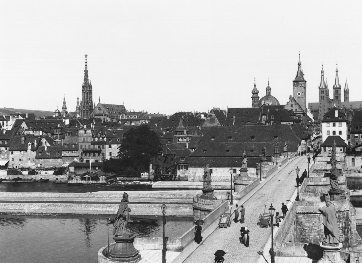 Starý most přes řeku Mohan ve Wurzburgu, c.1910 od Jousset