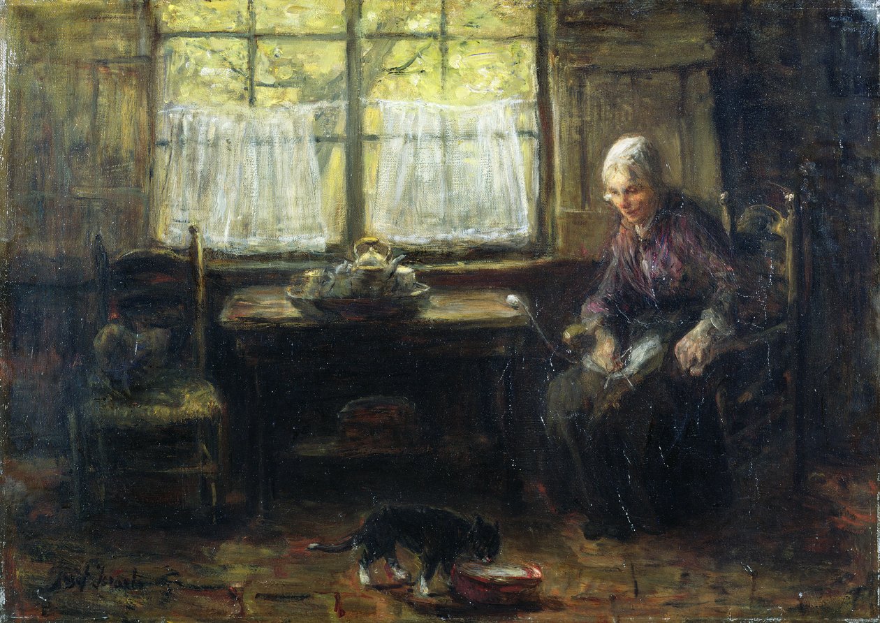 Interiér chaty od Jozef Israëls
