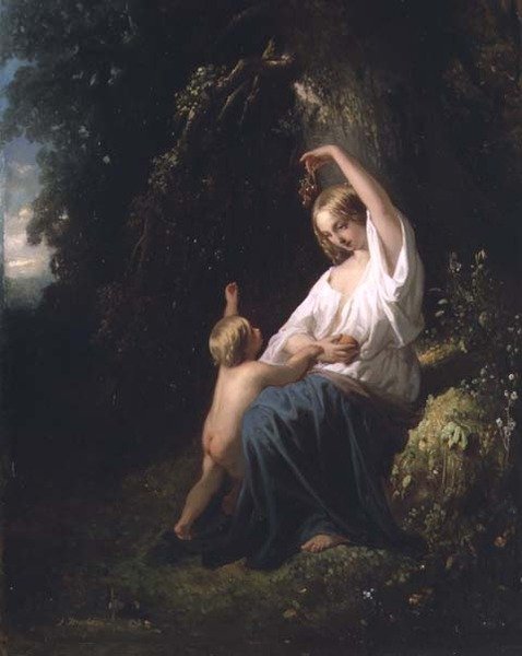 Matka a dítě, kolem roku 1850 od Jozef  Israels