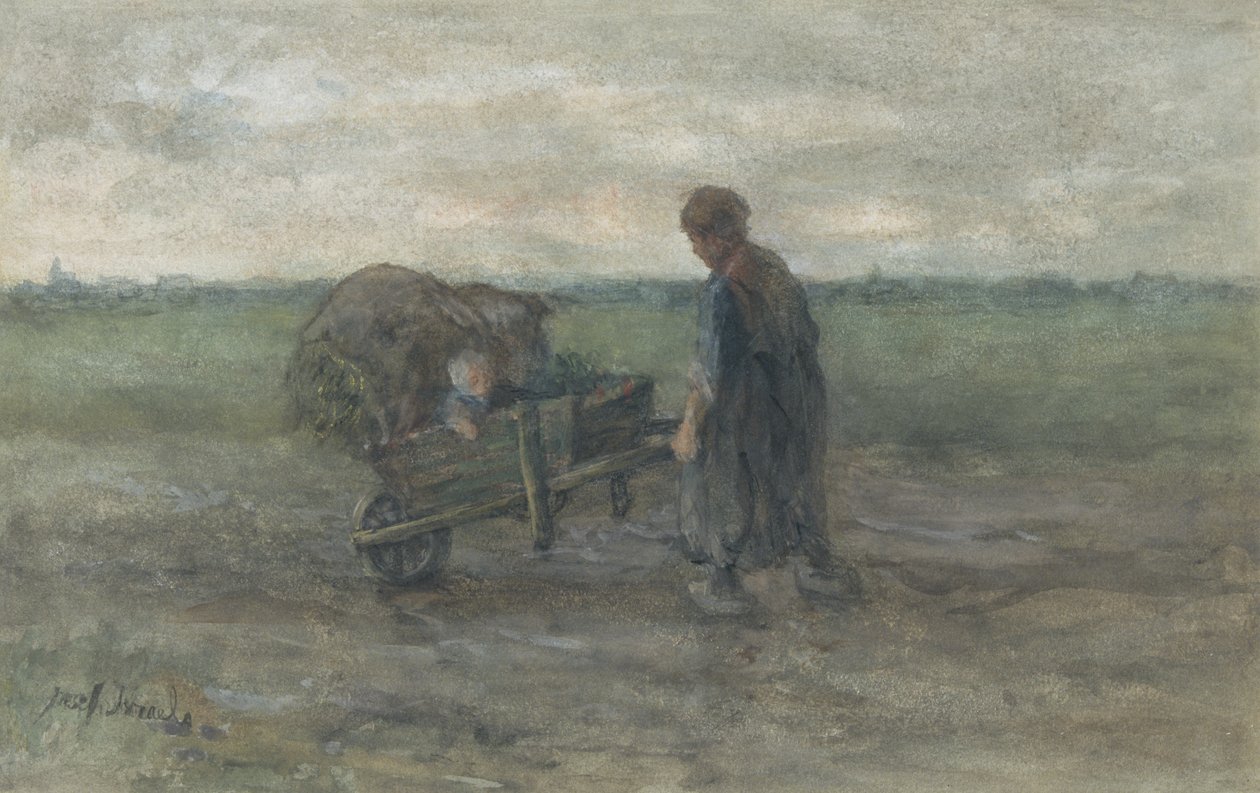 Návrat z polí (akvarel a bodycolor na papíře) od Jozef (1824 1911) Israels