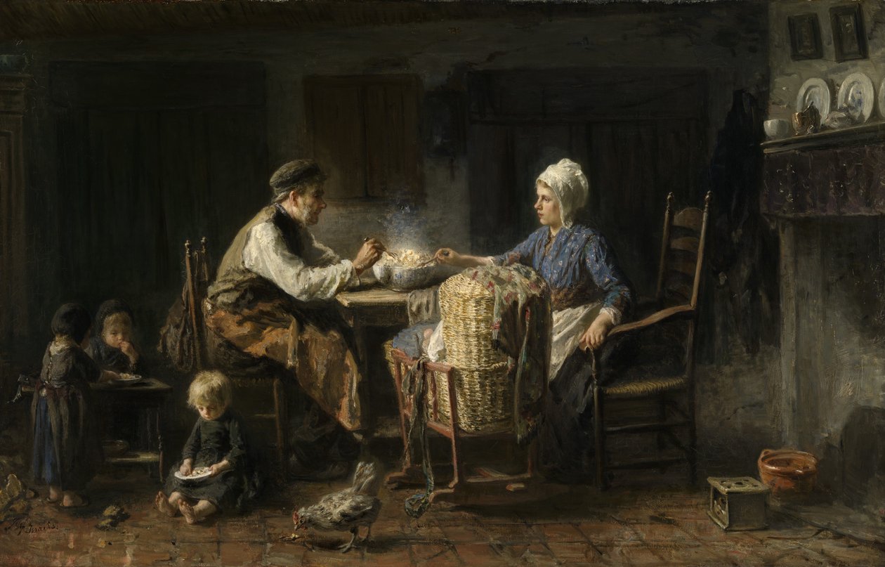 The Frugal Meal (olej na plátně) od Jozef (1824 1911) Israels