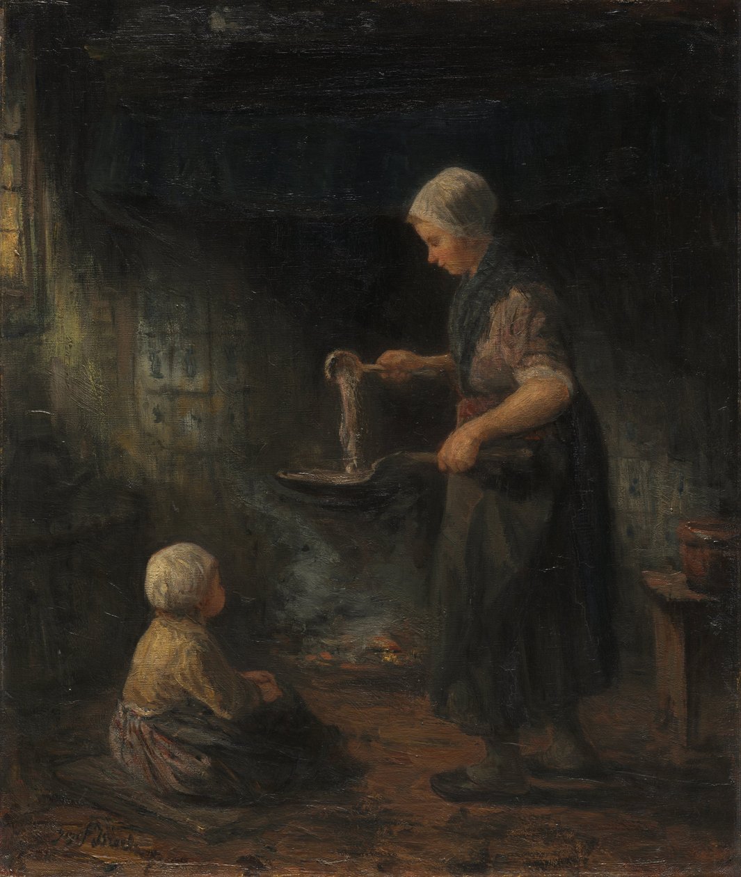 Palačinky, c. 1875 (olej na tkanině) od Jozef (1824 1911) Israels