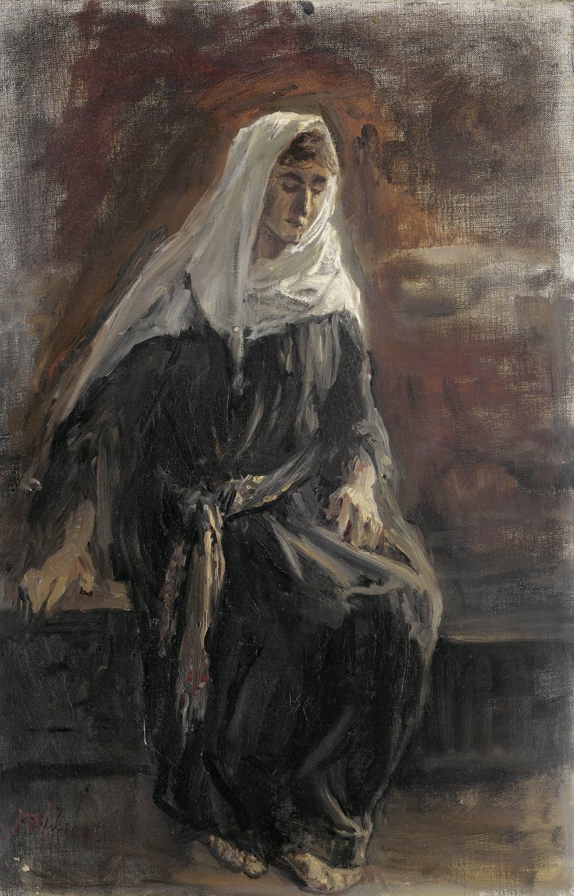 Sedící žena, pravděpodobně Michal od Jozef Israëls