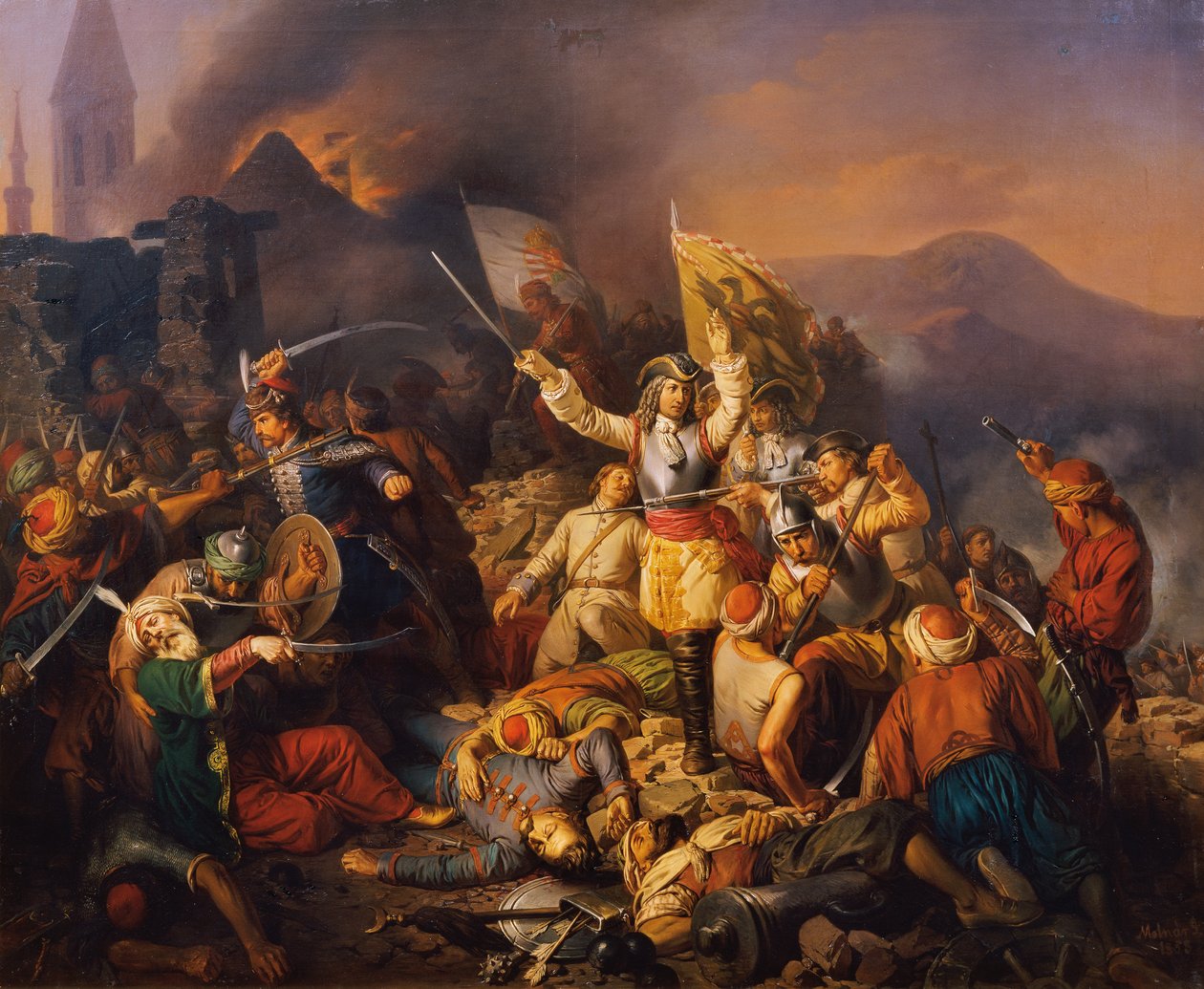 Znovudobytí Ofenu od Turků v roce 1686 od Jozsef Molnar