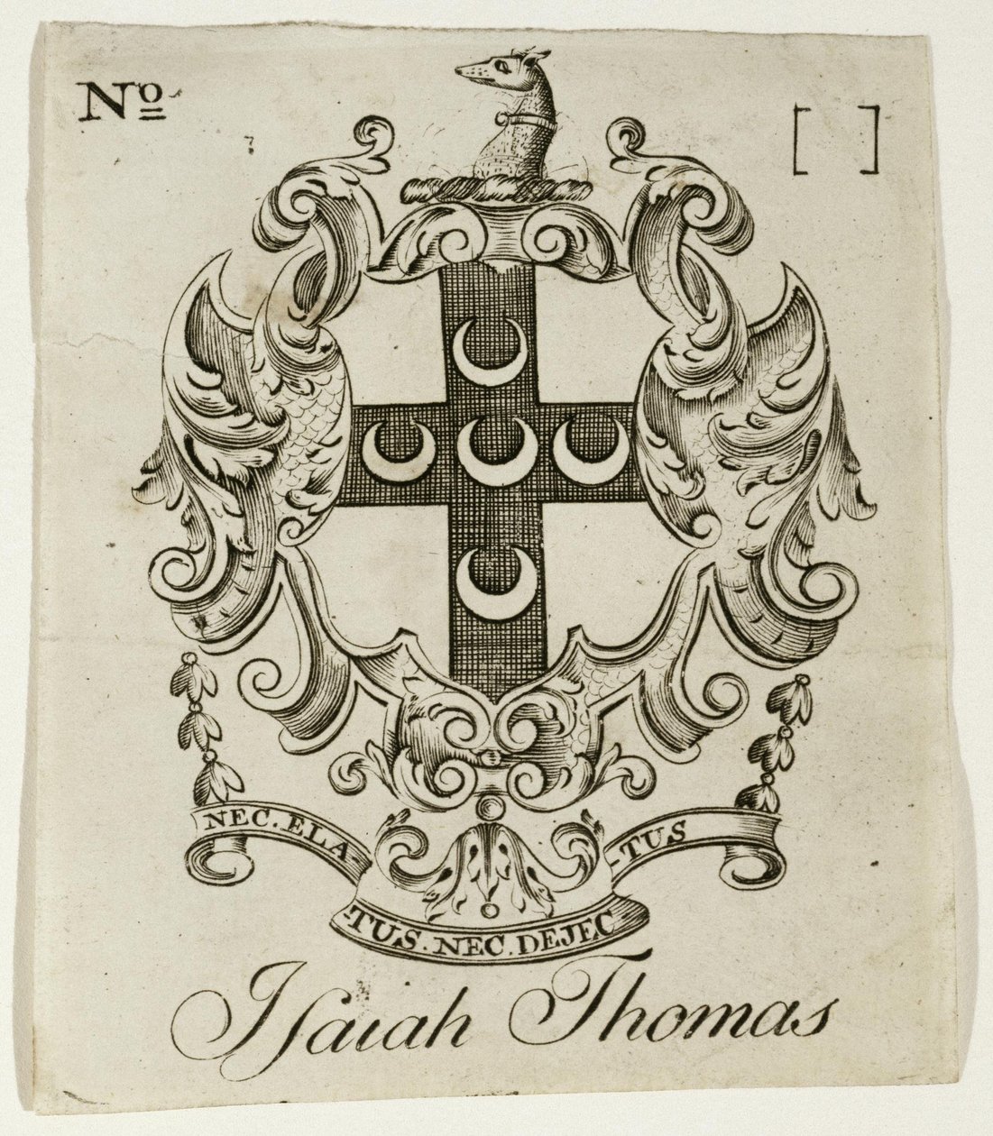 Bookplate pro Isaiah Thomas (1749-1831) od Jr. Paul Revere