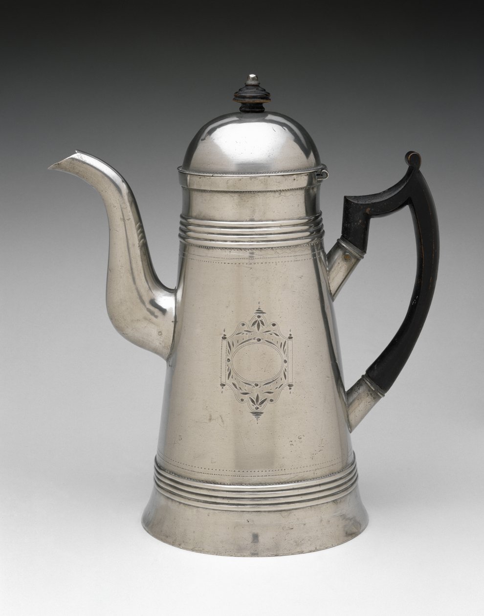 Kávová konvice, c. 1814-1825 (cín, dřevo) od Jr. Ebenezer Smith