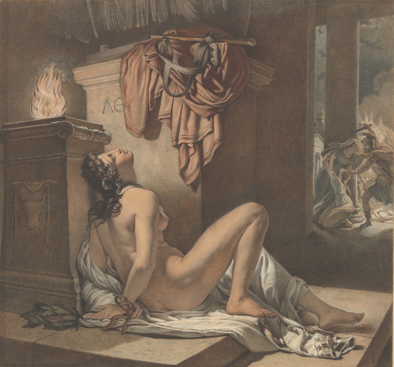 Cassandra prosí Athénu o pomstu proti Ajaxovi, 1795-1838. od Jérome Martin Langlois the Younger