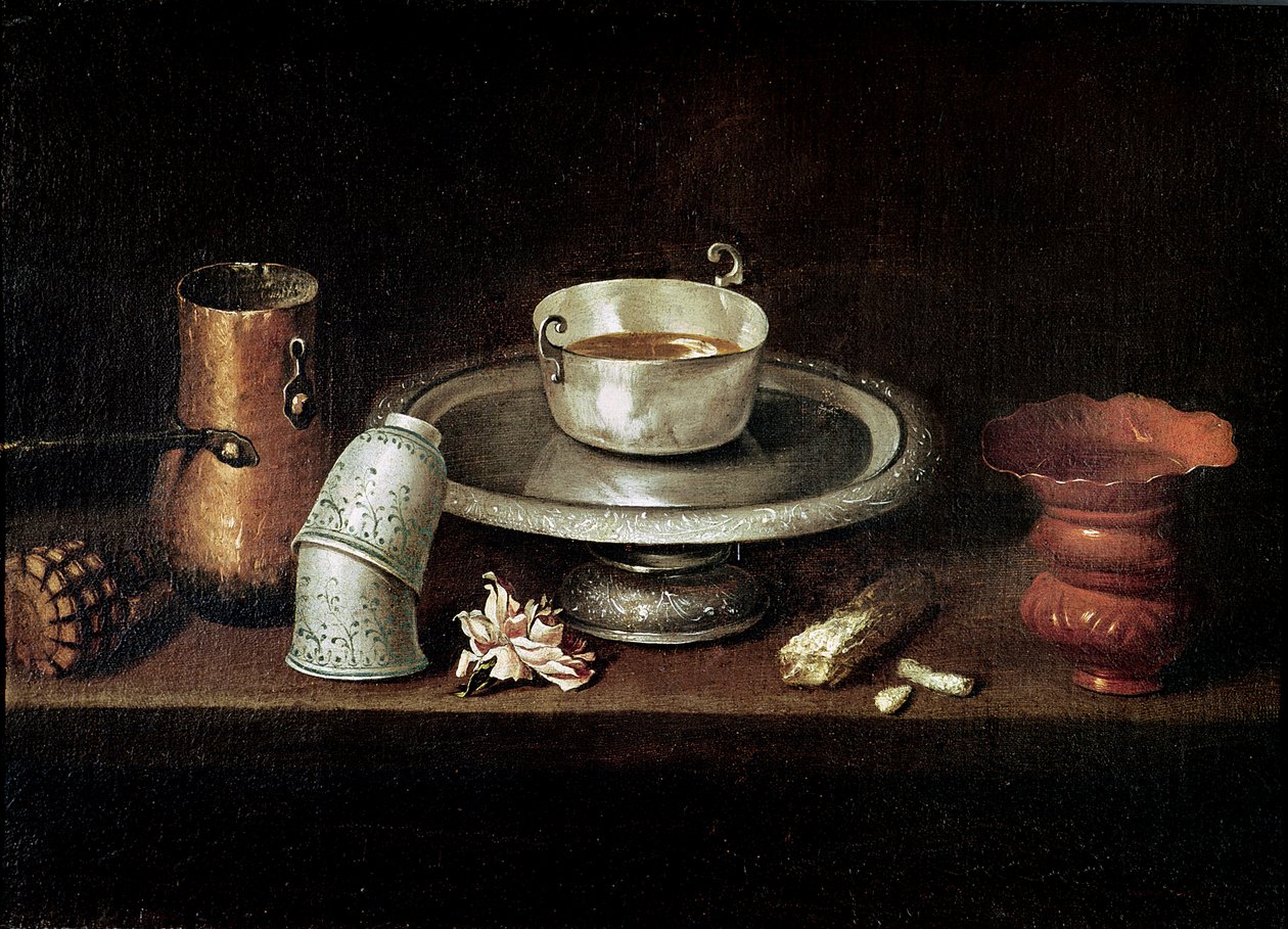 Zátiší s miskou čokolády nebo snídaně s čokoládou, c.1640 od Juan de Zurbaran