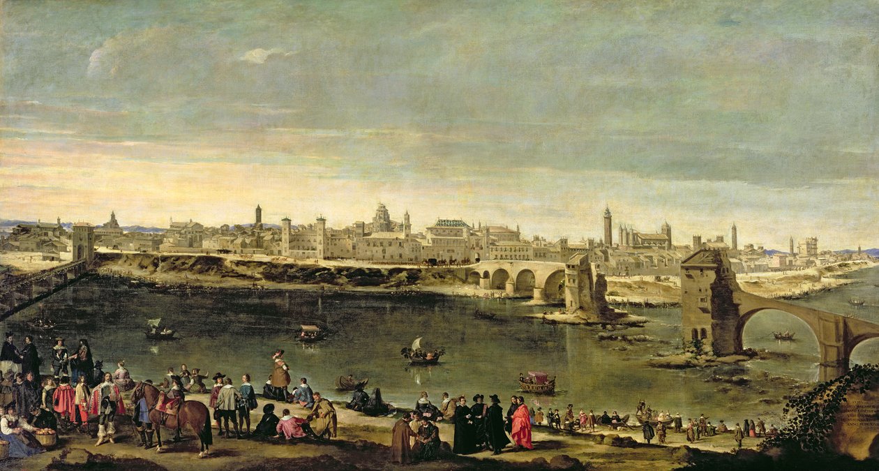 Pohled na město Zaragoza od Juan Bautista Martinez Del Mazo