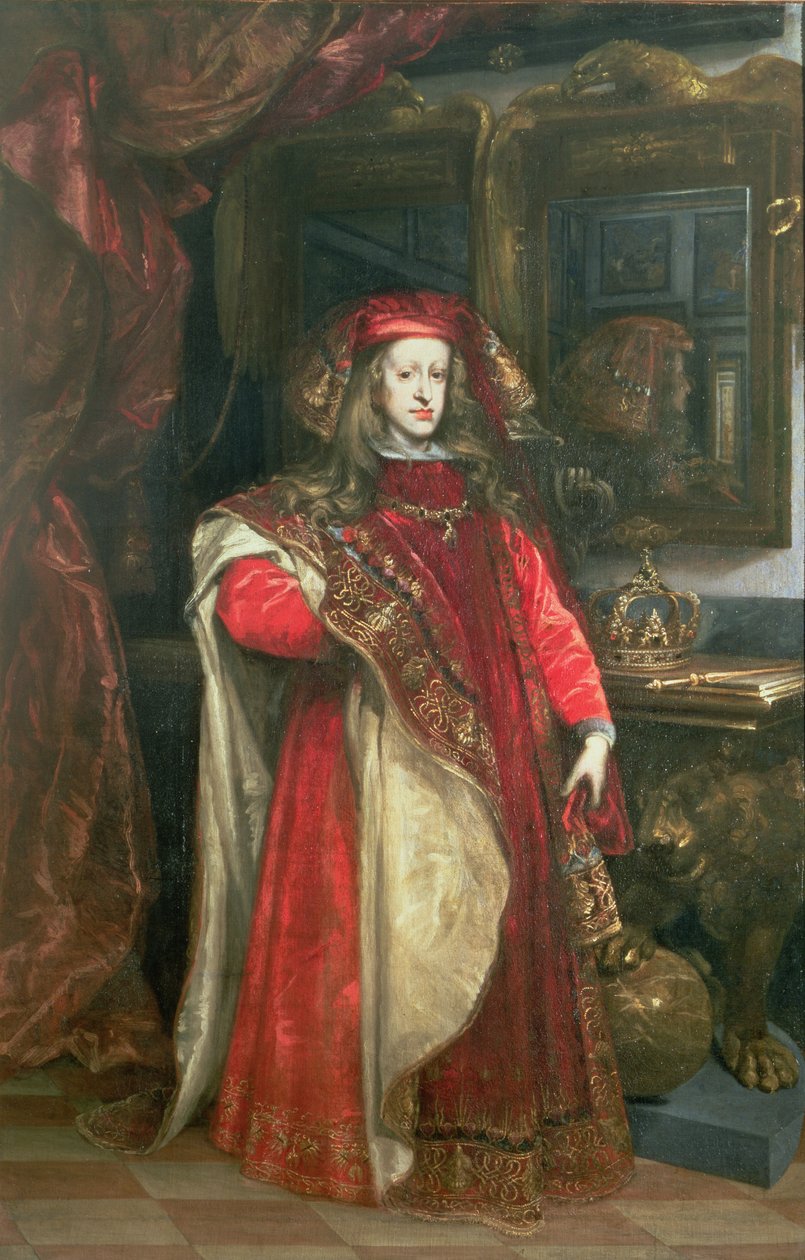 Španělský král Karel II. (1661-1700) v rouchu Řádu zlatého rouna od Juan Carreño de Miranda