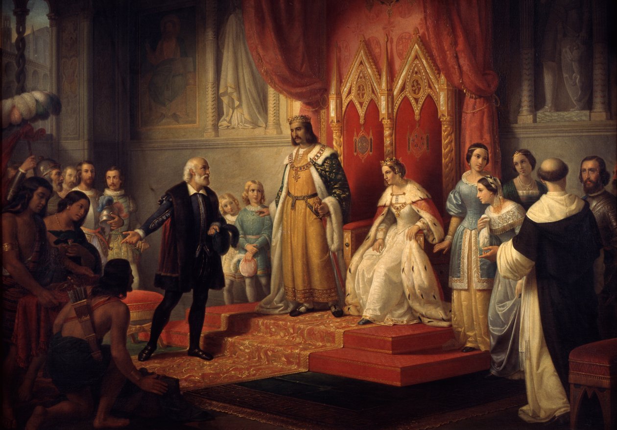 Kryštof Kolumbus u soudu katolických monarchů od Juan Cordero