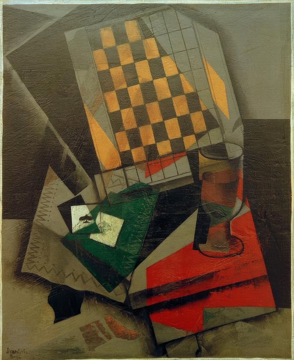 Šachovnice a hrací karty od Juan Gris