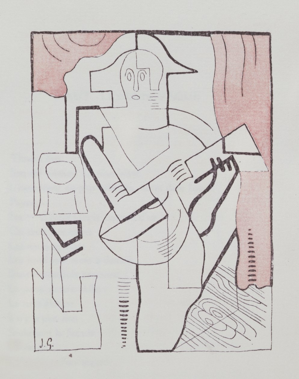 Ilustrace ke skladbě „Spící kytara“ od Pierra Reverdyho (1889-1960) 1919 od Juan Gris