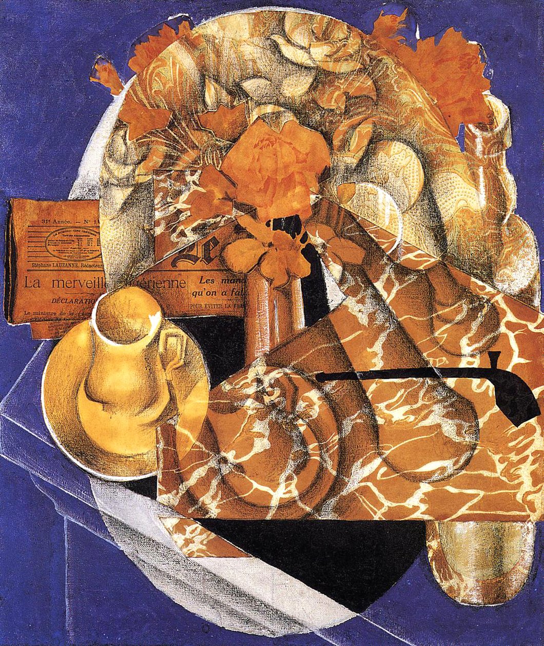 Zátiší s květinami, 1914 (olej, koláž a tužka na plátně) od Juan Gris