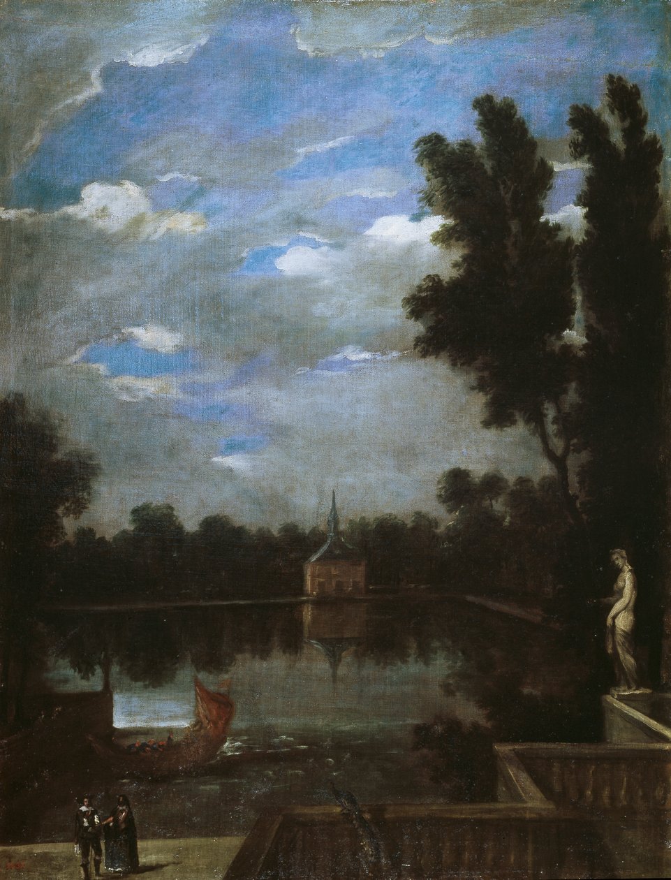 Velký rybník Buen Retiro, kolem roku 1657 od Juan Bautista Martinez Del Mazo