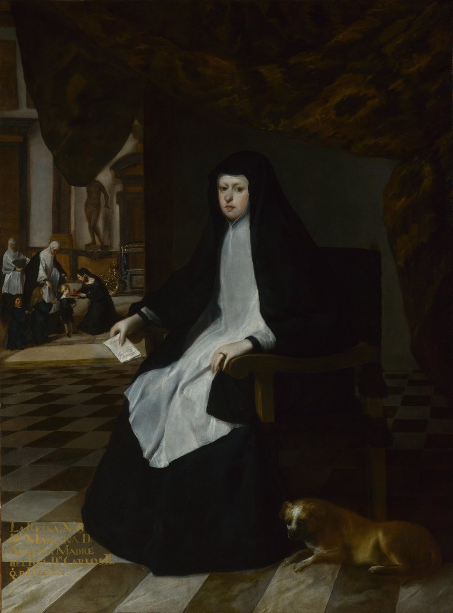 Španělská královna Mariana ve smutku, 1666 od Juan Bautista Martinez Del Mazo