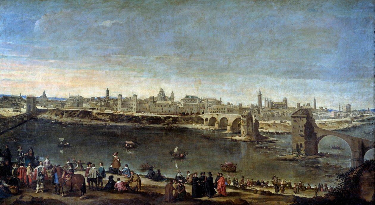 Pohled na město Zaragoza (Zaragoza) v roce 1646 Obraz Juan Bautista del Mazo (1612-1667) 1646 Madrid, Prado Museum od Juan Bautista Martinez Del Mazo