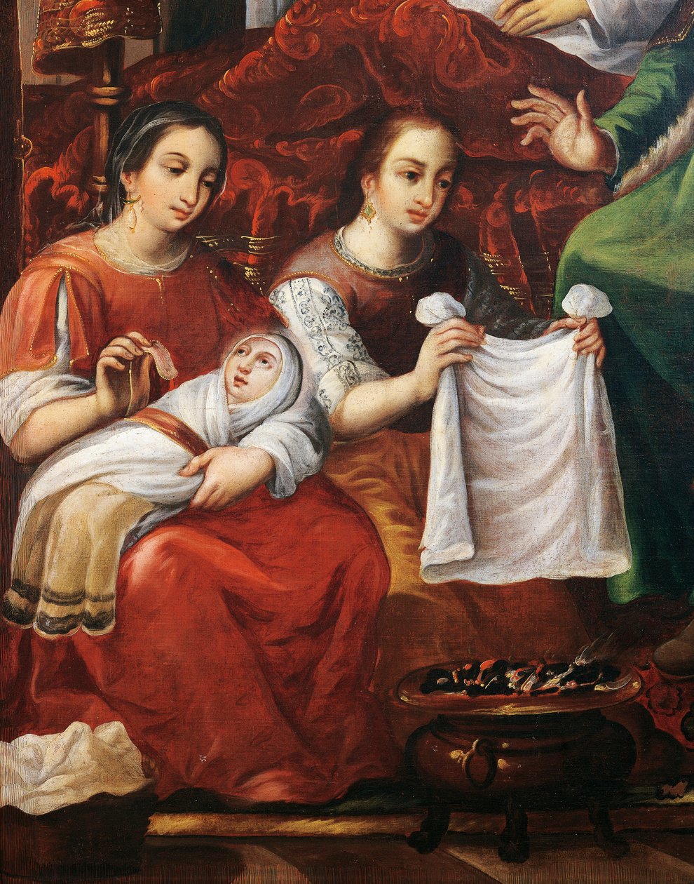 Narození Marie, od Juan Correa (cca 1646-1716), Detail od Juan Correa
