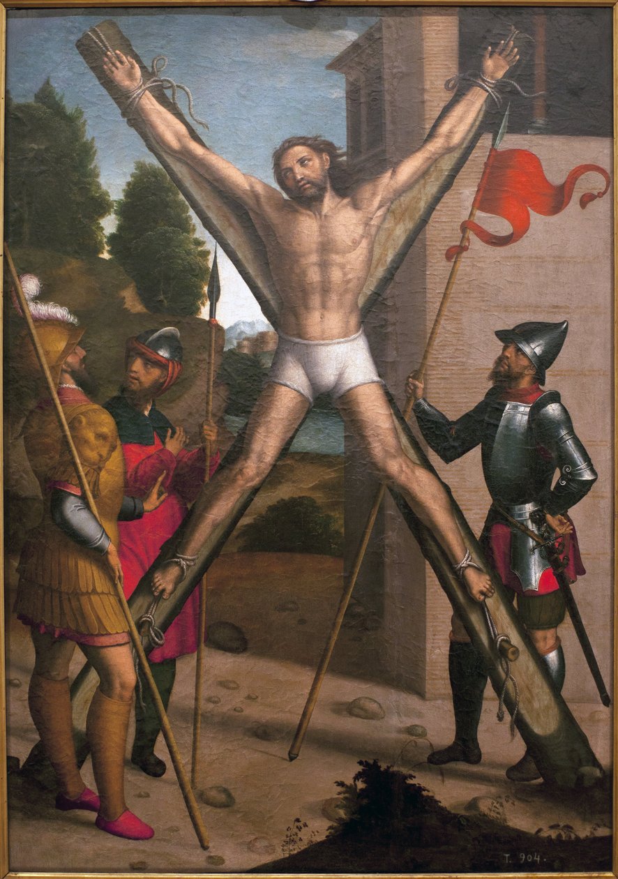 Mučedník svatého André. Obraz Juan Correa de Vivar (asi 1510-1566), olej na dřevě od Juan Correa de Vivar