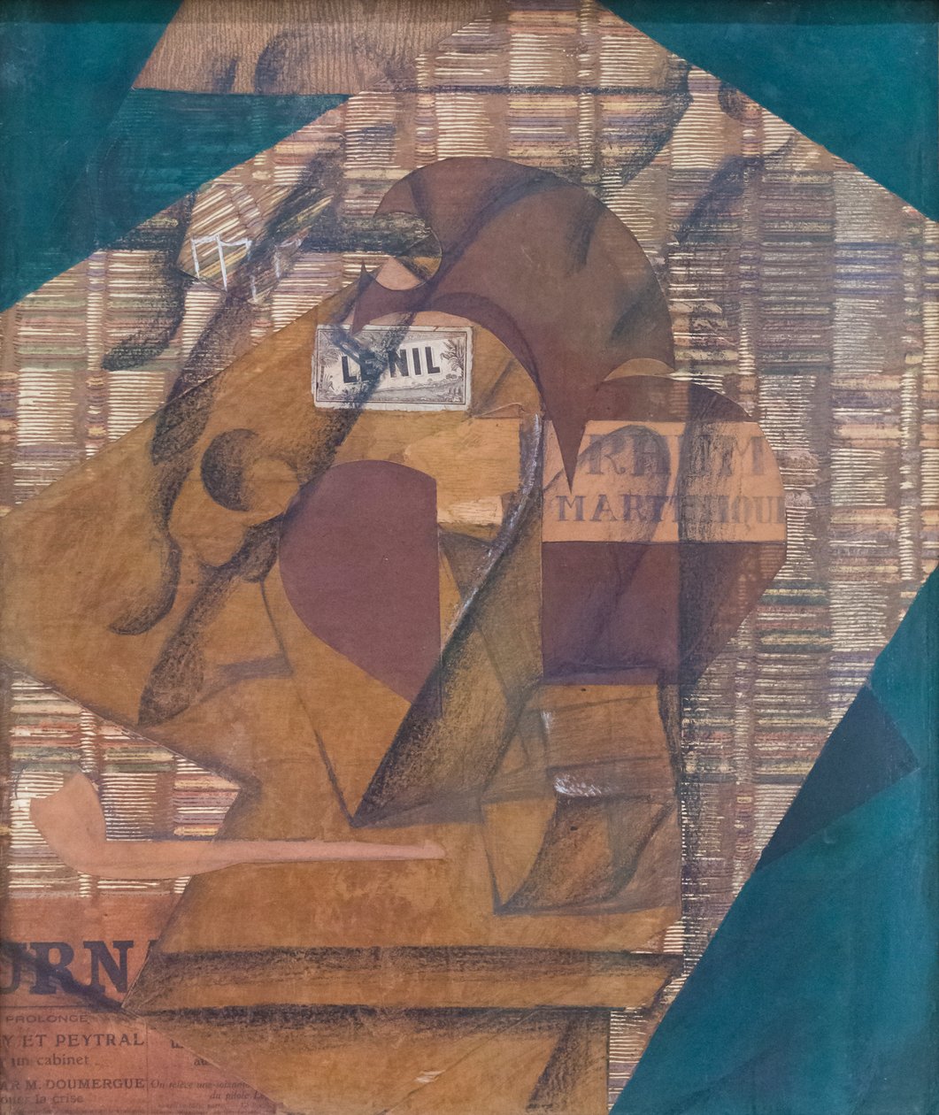 Láhev rumu a novin od Juan Gris