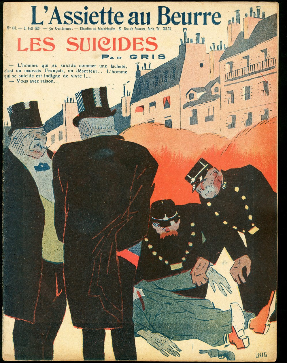 Obálka "" L’Plate au beurre"", číslo 438, satirické barvy od Juan Gris