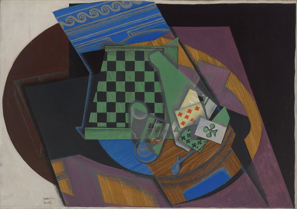 Šachovnice a hrací karty od Juan Gris