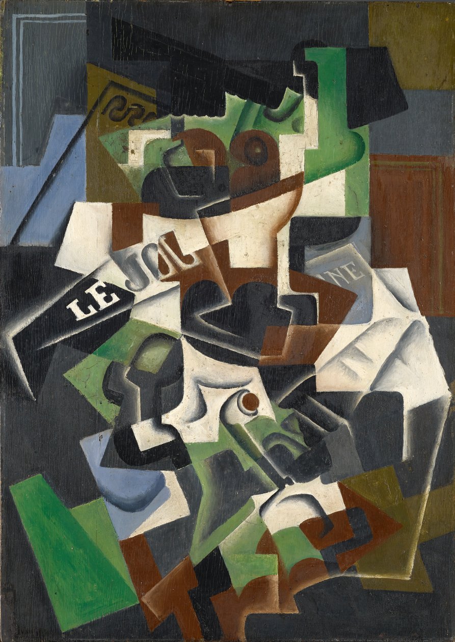 Ovocná mísa, dýmka a časopis od Juan Gris