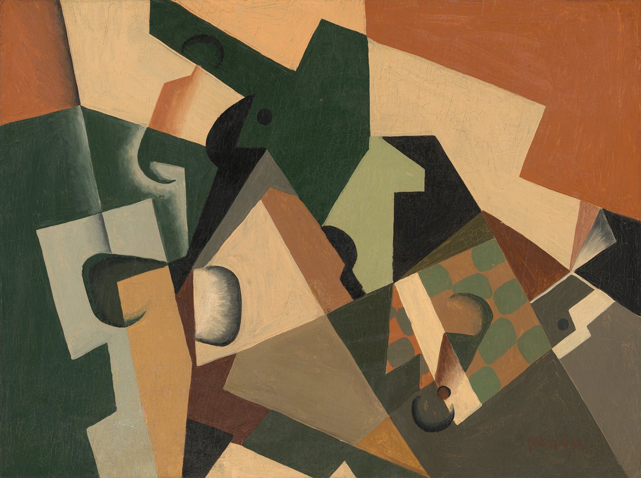 Sklo a šachovnice, c. 1917. od Juan Gris
