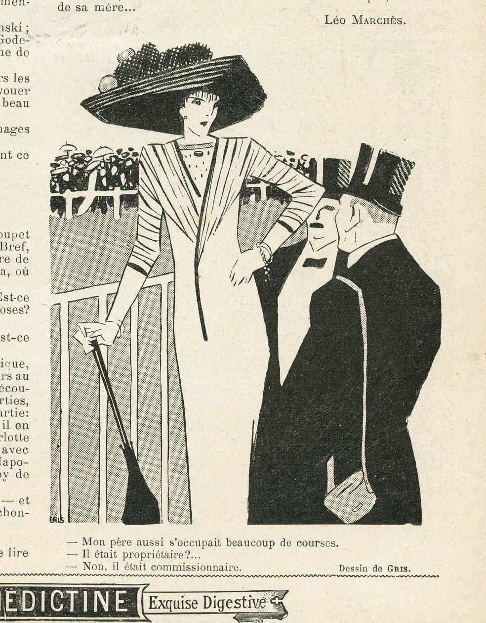 Ilustrace J Grise (1887-1927) v Le Lire, 2. 10. 9 - Móda, Klobouk, Život bohatých, Hippismus - Ženy od Juan Gris