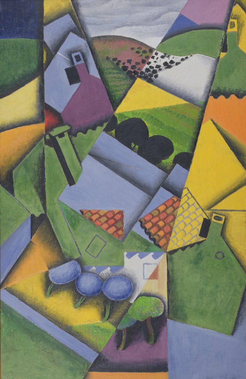 Krajina a domy v Ceretu od Juan Gris