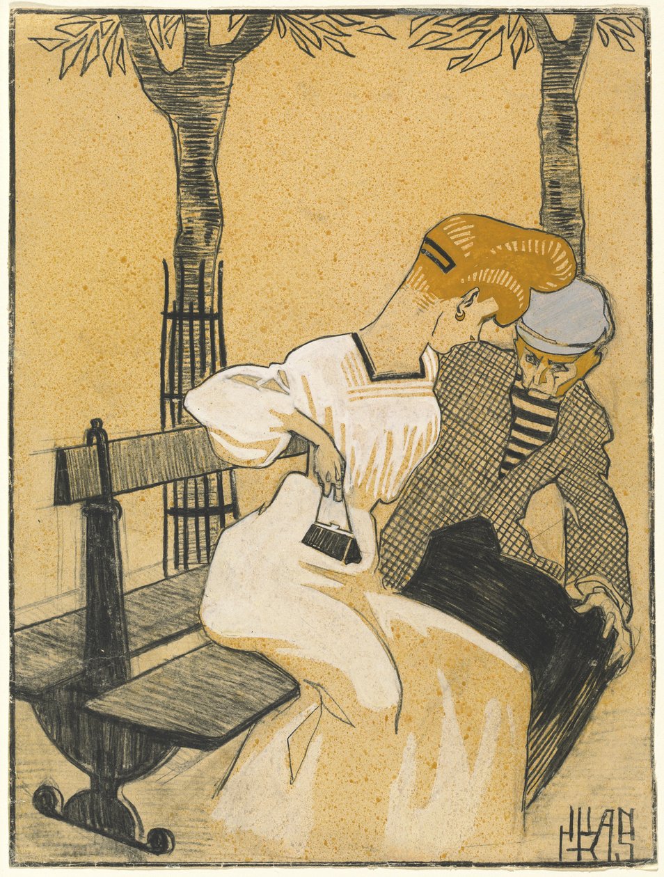 Muž a žena na lavičce od Juan Gris