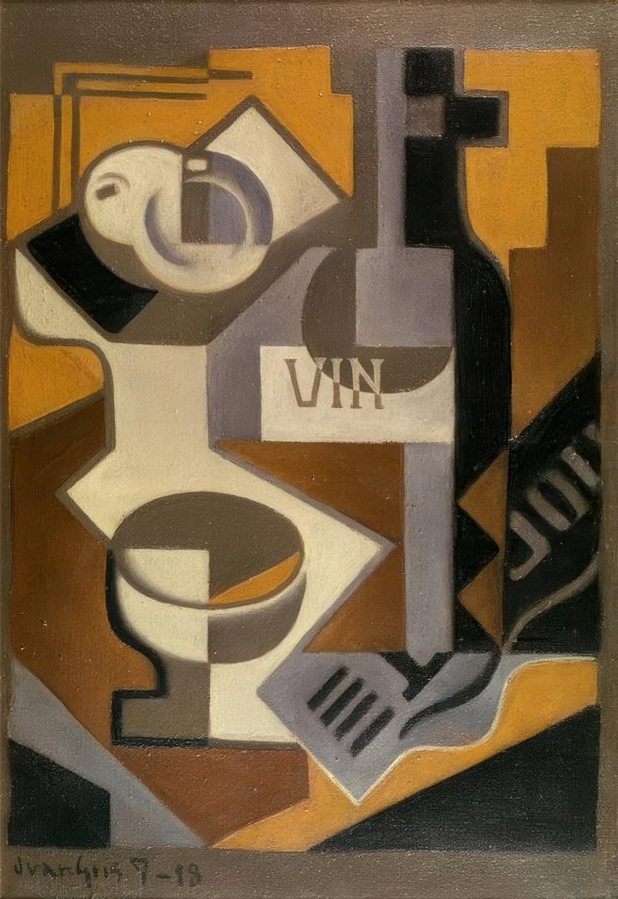 Zátiší s lahví vína od Juan Gris