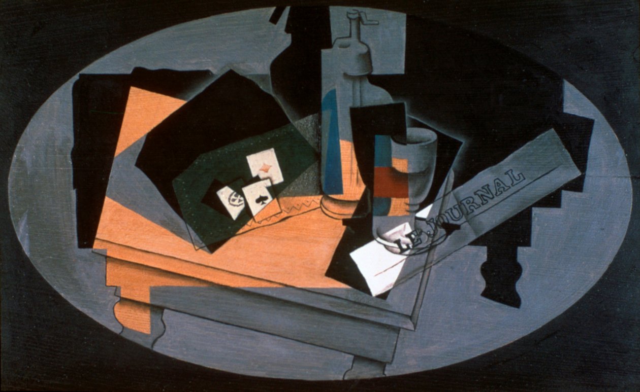 Hrací karty a sifon, 1916. od Juan Gris