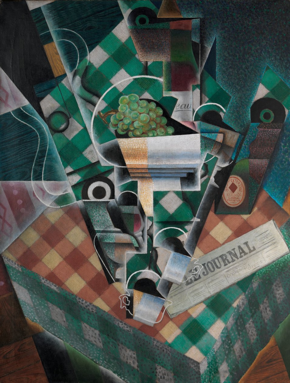 Zátiší s kostkovaným ubrusem, 1915 od Juan Gris