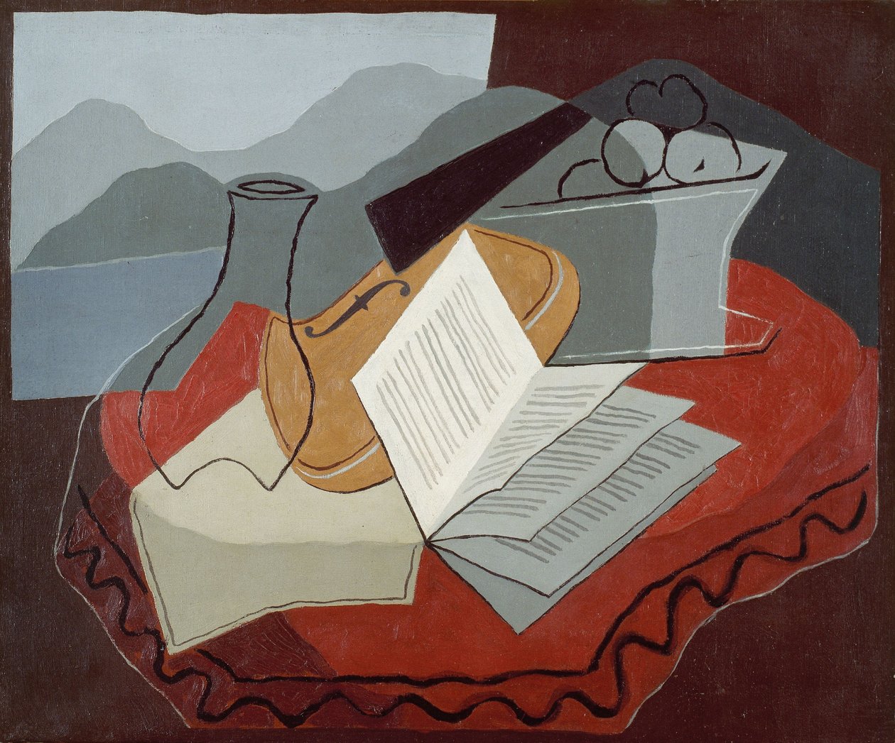 Housle před otevřeným oknem od Juan Gris