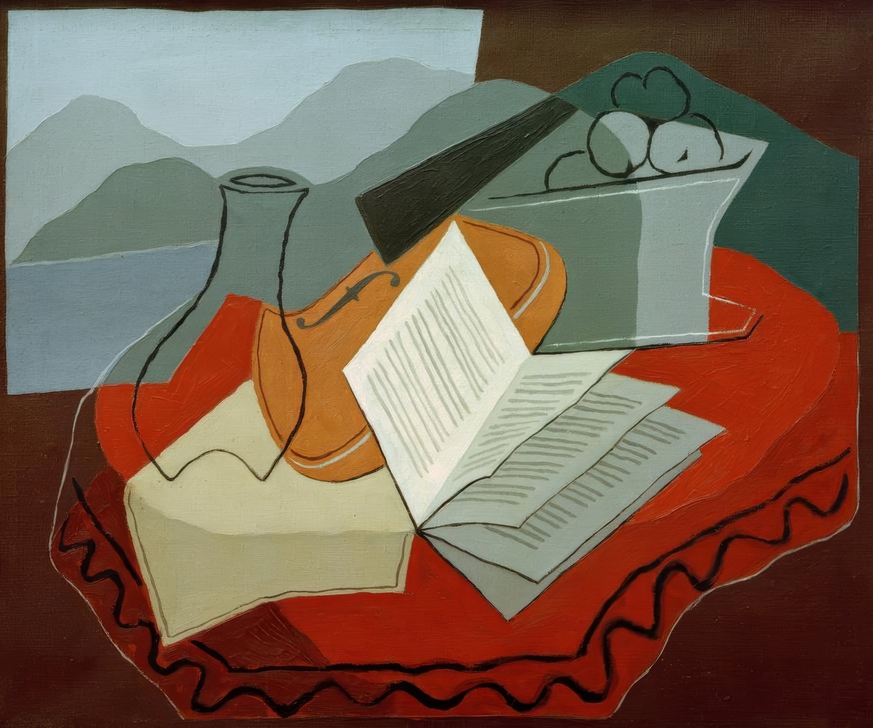 Housle v otevřeném okně od Juan Gris