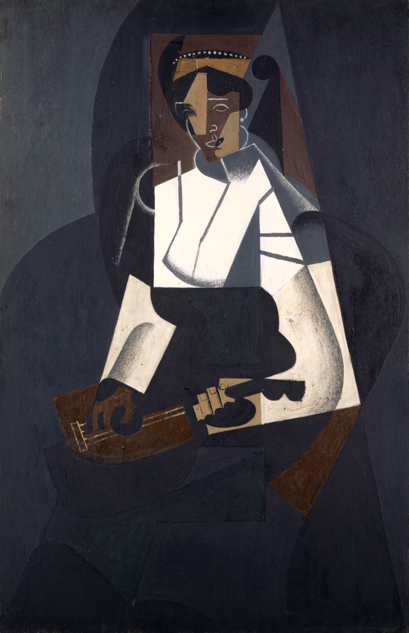 Žena s mandolínou, po Corot, 1916 (olej na překližce) od Juan Gris