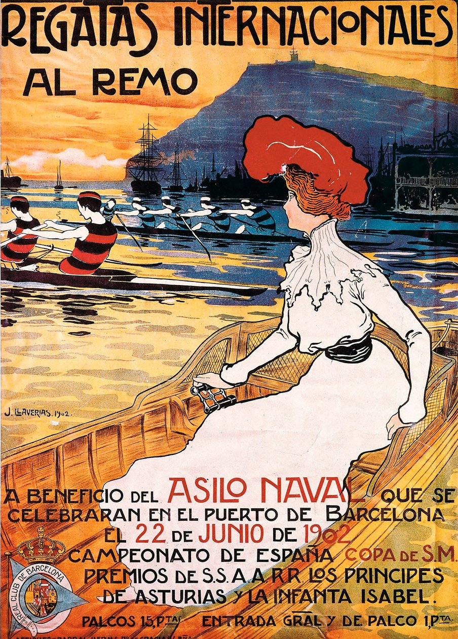 Plakát na sportovní akci ""International Rowing Regatta"", ilustrace Joan Llaverias i Labro (1865-1938). 22.06.1902. DR od Juan Llaverias Llabro
